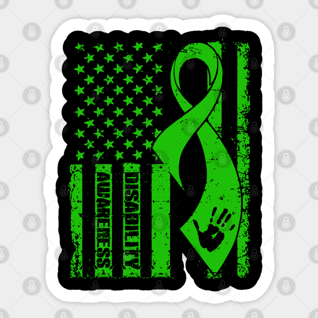 Disability Awareness Flag Ribbon Disability Sticker TeePublic
